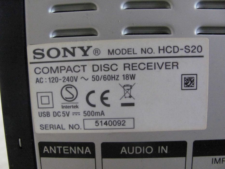 Mini wieża Sony HCD-S20 USB MP3 AM, FM, Tuner z RDS