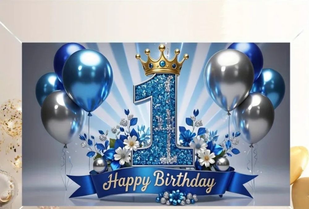 2D Плоский - Один однотонний 2D блискучий синьо-срібний фон