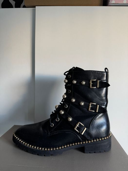 Buty workery oficerki z ćwiekami