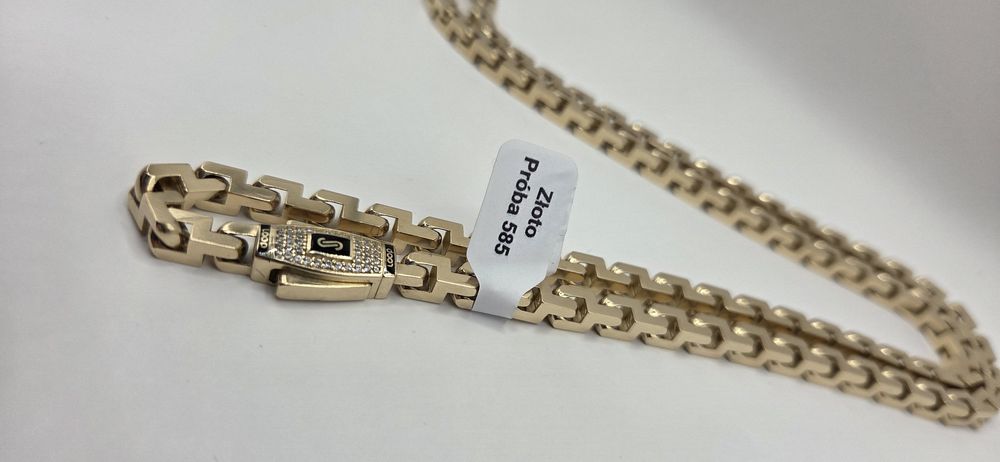 Kozacki lancuch złoty pr 585 14K zapiecie Monaco