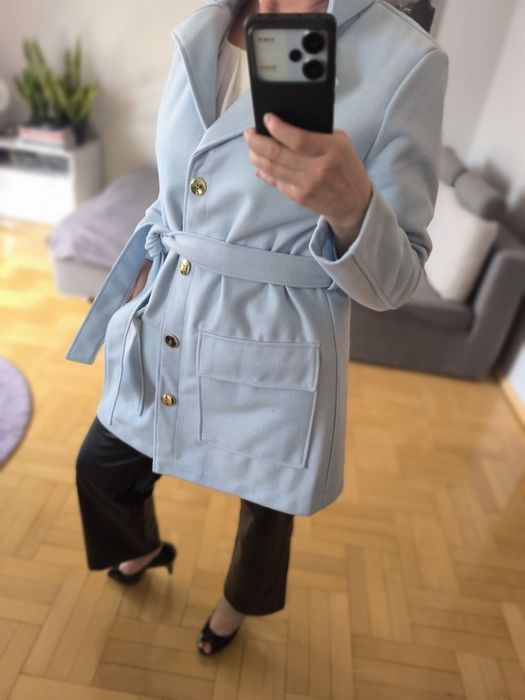 Płaszcze elegancki super gatunek grubszy bawełna  Polski  M/L blue