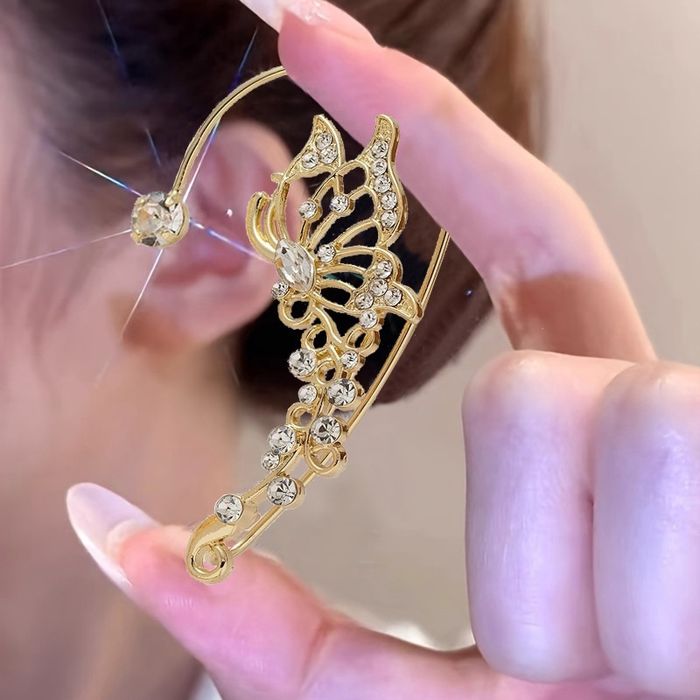 Nausznica kolczyk metal złoty 6.5 cm prawa