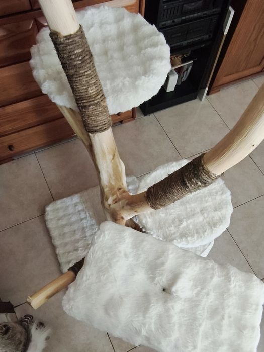 Torre de gatos com tronco em madeira - NOVO