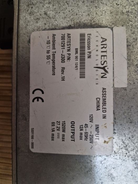 Ericsson Artesyn 7001291-J300 Power Supply 1520W 27.2V 69.1A Server PS