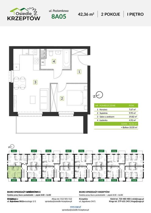 42,36m²+DUŻY BALKON 10,50m² +M.PARK.-pod Wrocławiem+las,śpiew ptaków