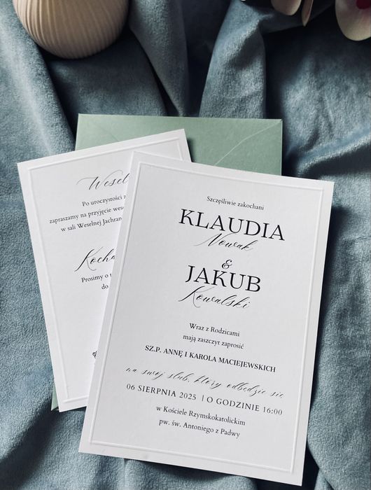 Zaproszenie ślubne z kalką i lakiem