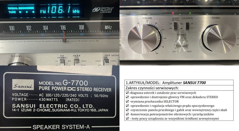 Sansui G-7700/mint stan/RARYTAS/tylko dla konesera/SERWIS