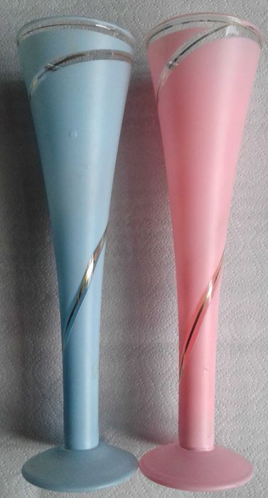 Бокалы свадебные синий-розовый