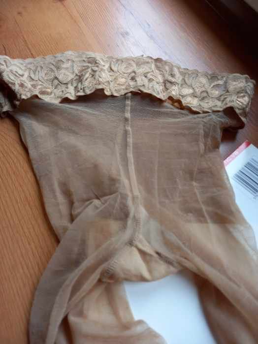 Rajstopy biodrówki, z koronką, cieliste, r. 3(M), 30DEN, Marilyn