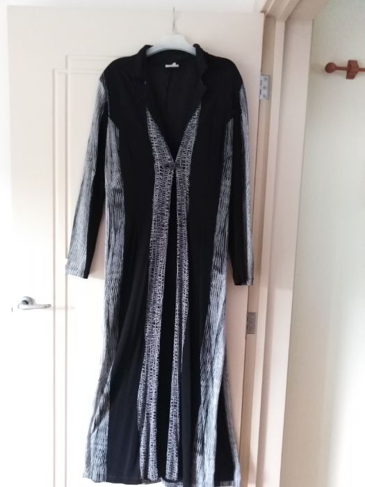 Żakiet Koktajlowy 42 czerń-biel długi