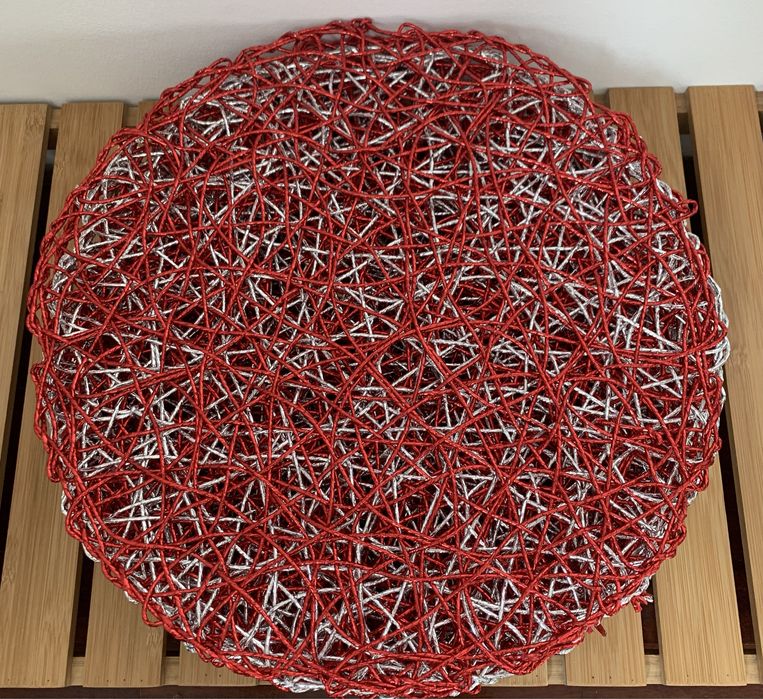 Natal - Conjunto mesa prateado e vermelho