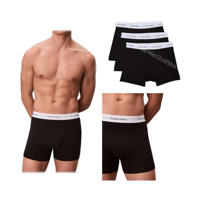 CALVIN KLEIN 3-pak Bokserki Męskie Bawełna Elastyczne Czarny/Biały XL
