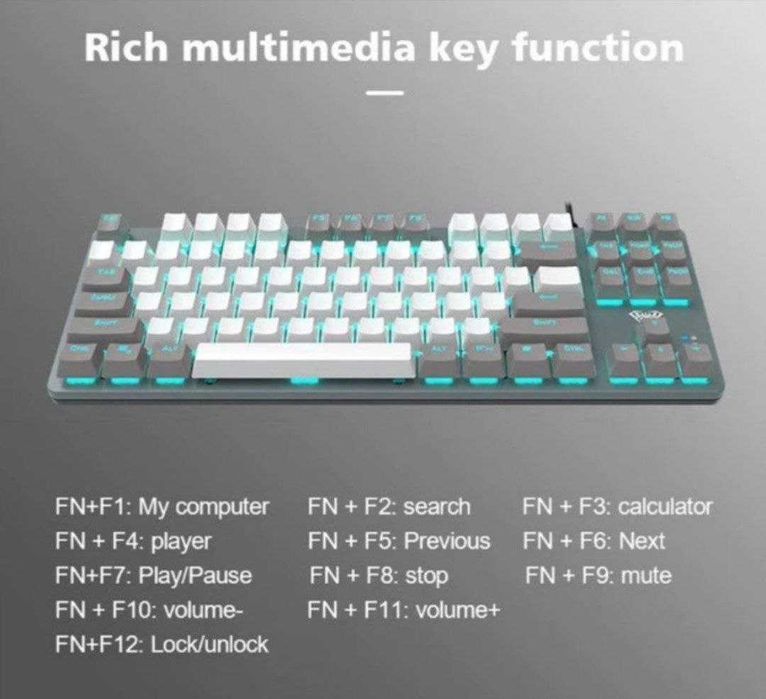 Геймерська клавіатура Aula Mechanical F3287 White/Grey