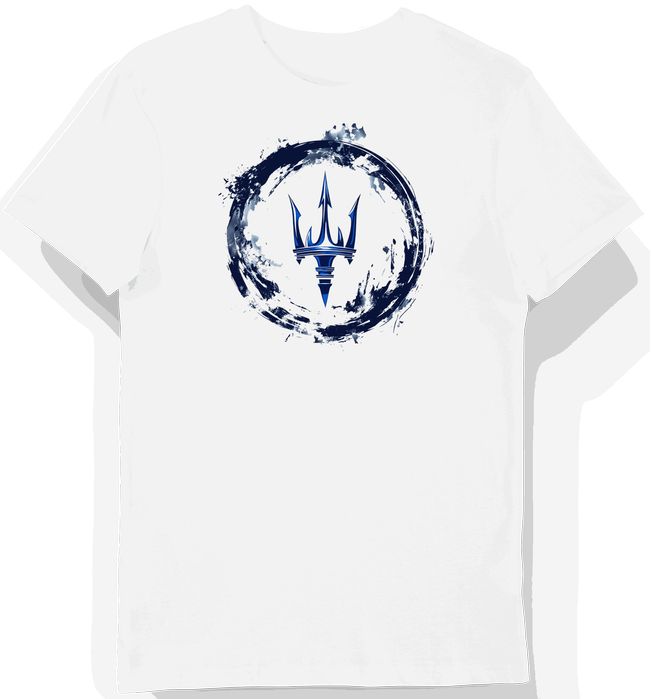 Koszulka męska biała z logo Maserati w dynamicznym stylu 3XL