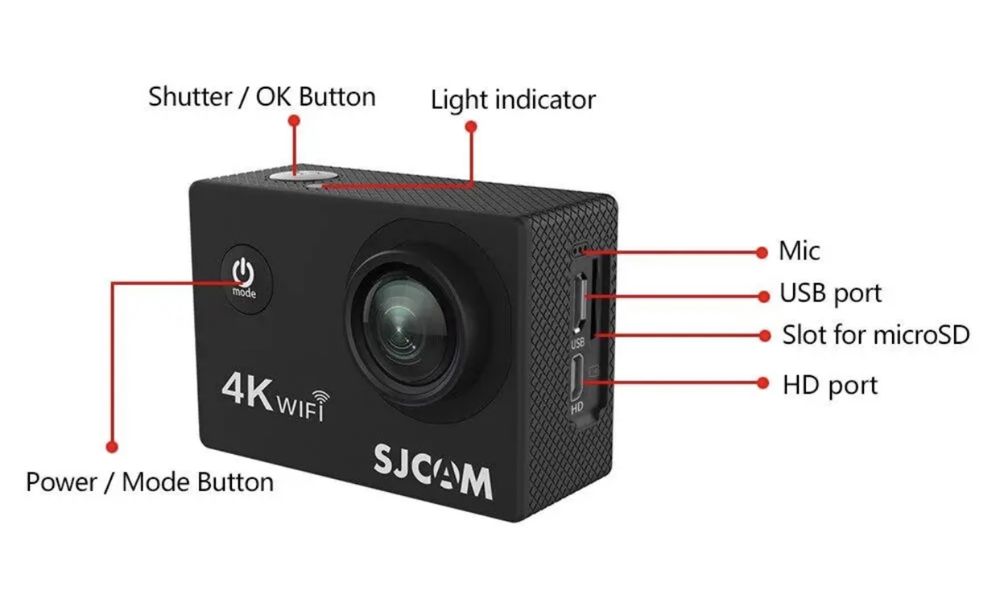 Екшн-камера SJCAM SJ4000 AIR silver 4K-30FPS з водонепроникним кейсом