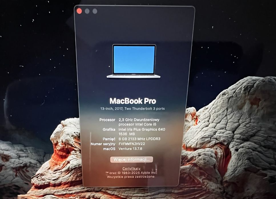 Mcbook Pro 2017.13 cali.