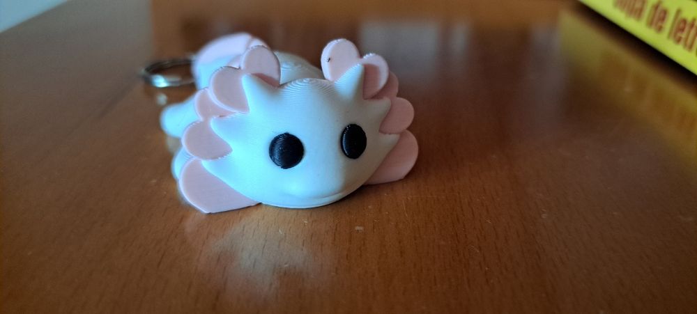 Porta-chaves Axolote Rosa e Branco | Impressão 3D | Novo