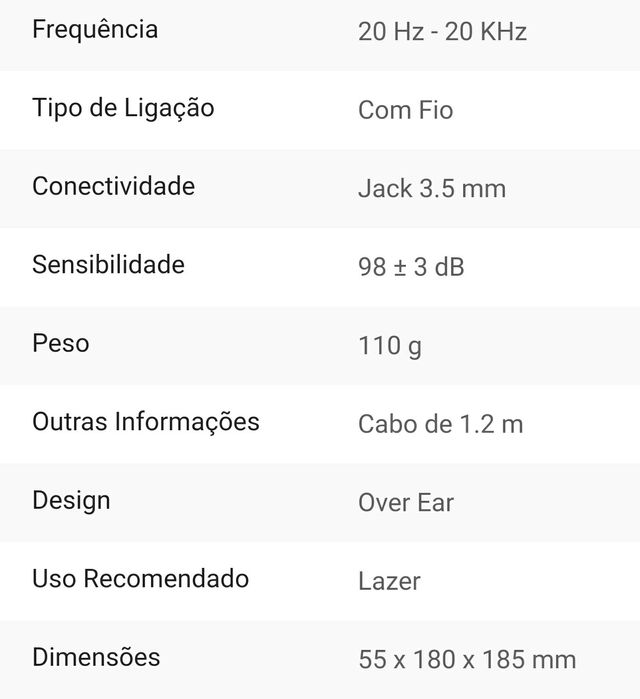 Headphones Lenovo 100 Stereo Analog *Novo*