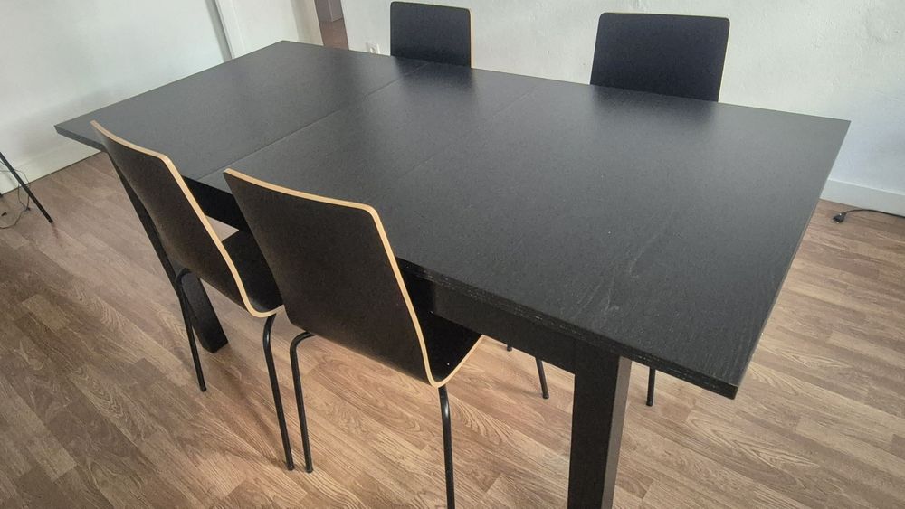 Mesa preta extensivel Ikea 200×80 para cozinha/sala/escritorio
