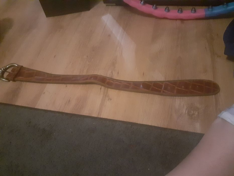 Pasek 100% skóra brąz tanio okazja