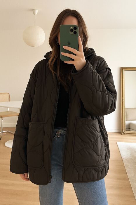 Pikowana kurtka Zara oversize jesienna damska idealny stan