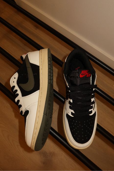 Шкіряні Кросівки nike air jordan 1 Retro Low OG SP Travis Scott Olive