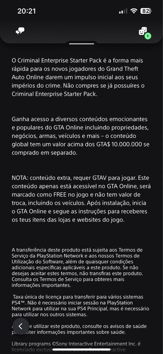 Gta v starter pack ps4 (sem jogo)