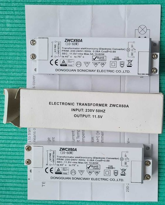 Transformator elektroniczny ZWCX60A (10-60W) sztuk 2