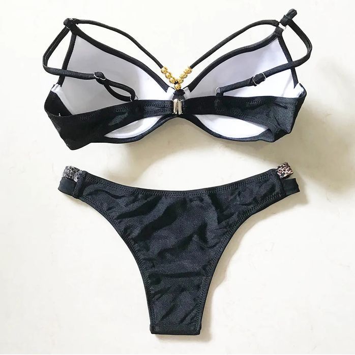 Kostium Kąpielowy BIKINI Komplet Wkładki Push Up Skóra Węża - M