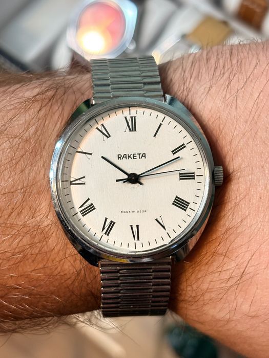 Zegarek Raketa duża linia biała mechaniczny vintage 39 sprawny