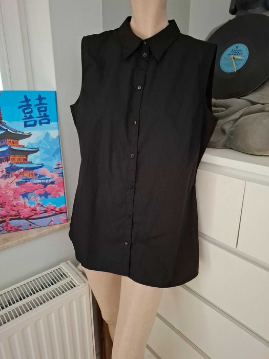 46 XXXL BPC Selection elegancka czarna koszula do pracy biurowa bluzka
