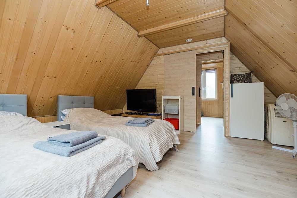 Domek drewniany na wynajem dla maks. 6 osób | balia ogrodowa | sauna