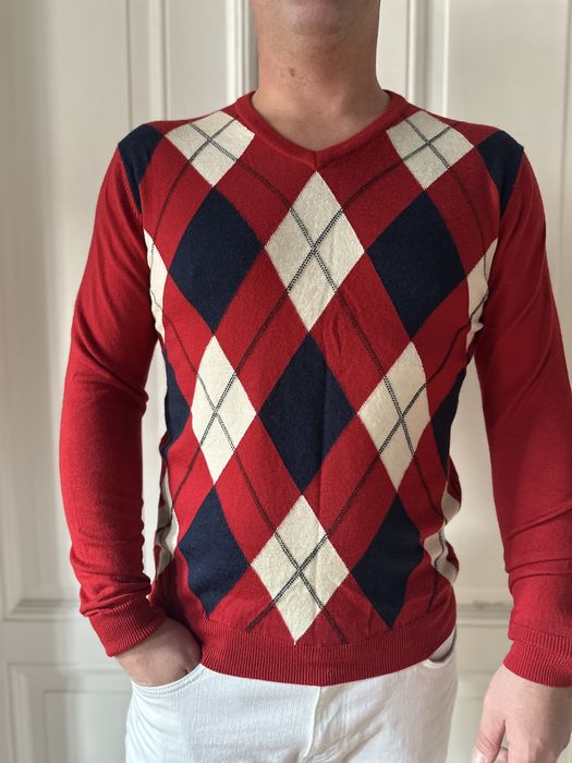 I jp design wełna merino merynosa w romby czerwony
