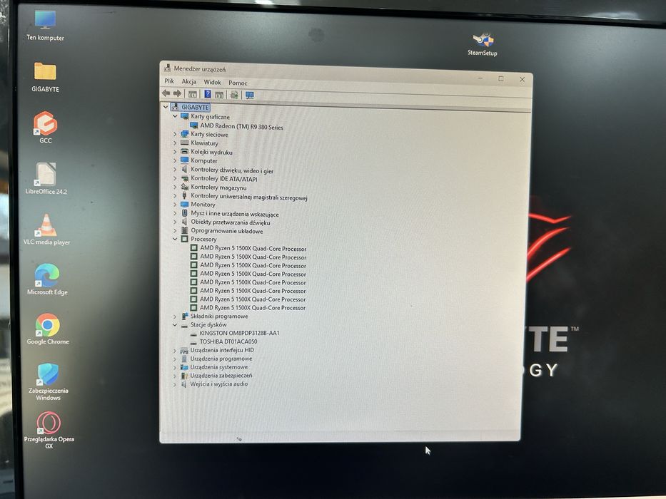 Komputer Gamingowy: Ryzen 5 1500X- 4R/8W/Dyski 628GB/16GB RAM/AMD-4GB/