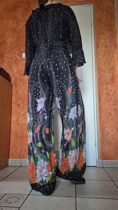 Kombinezon jedwab kwiaty M