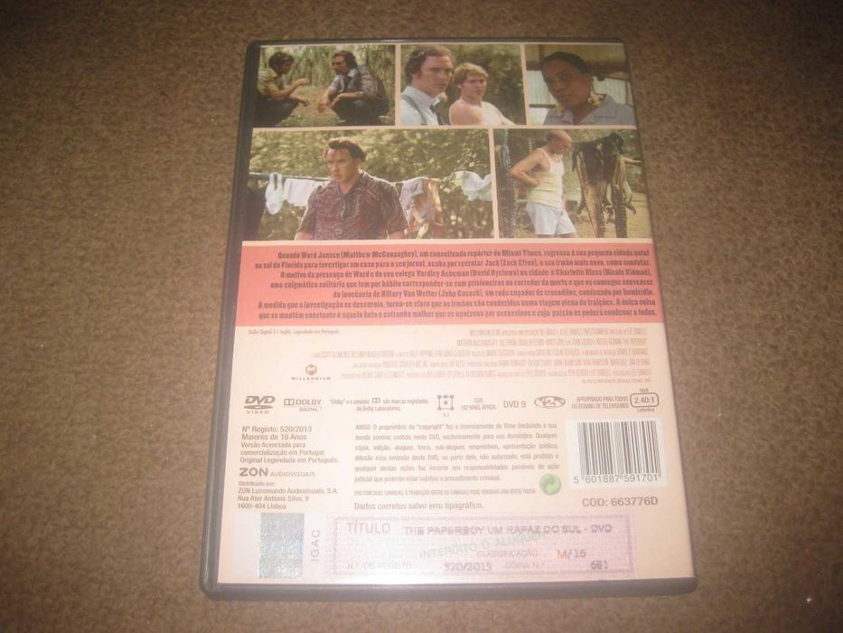 DVD "The Paperboy - Um Rapaz do Sul" com Matthew McConaughey/Raro!