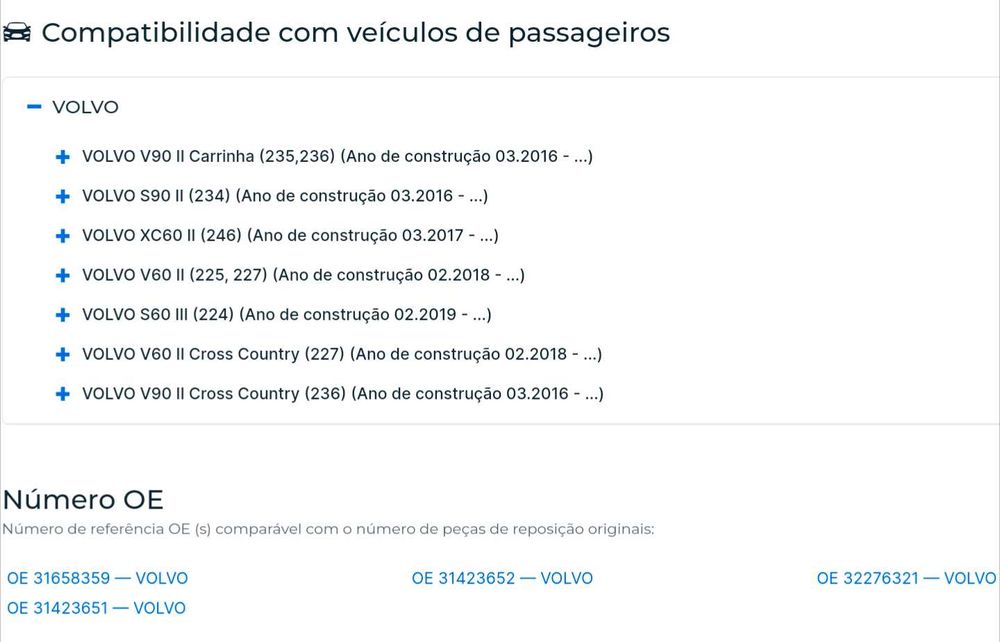 Pastilhas Travão ATE Eixo Frontal Volvo