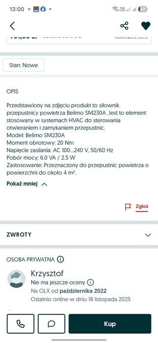 Siłownik przepustnic powietrza BELIMO