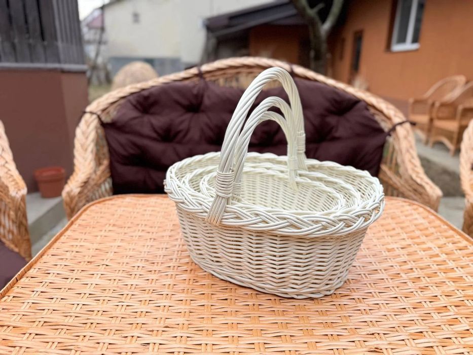 Набір кошиків Трійка 3 шт плетені з натуральної лози великодні кошики