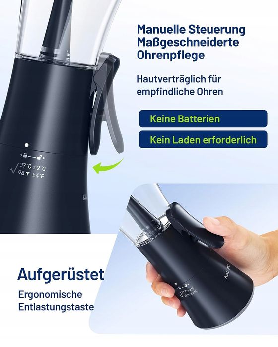 outlet irygator do uszu kaugic 2 w 1 ergonomiczny czarny do czyszczenia
