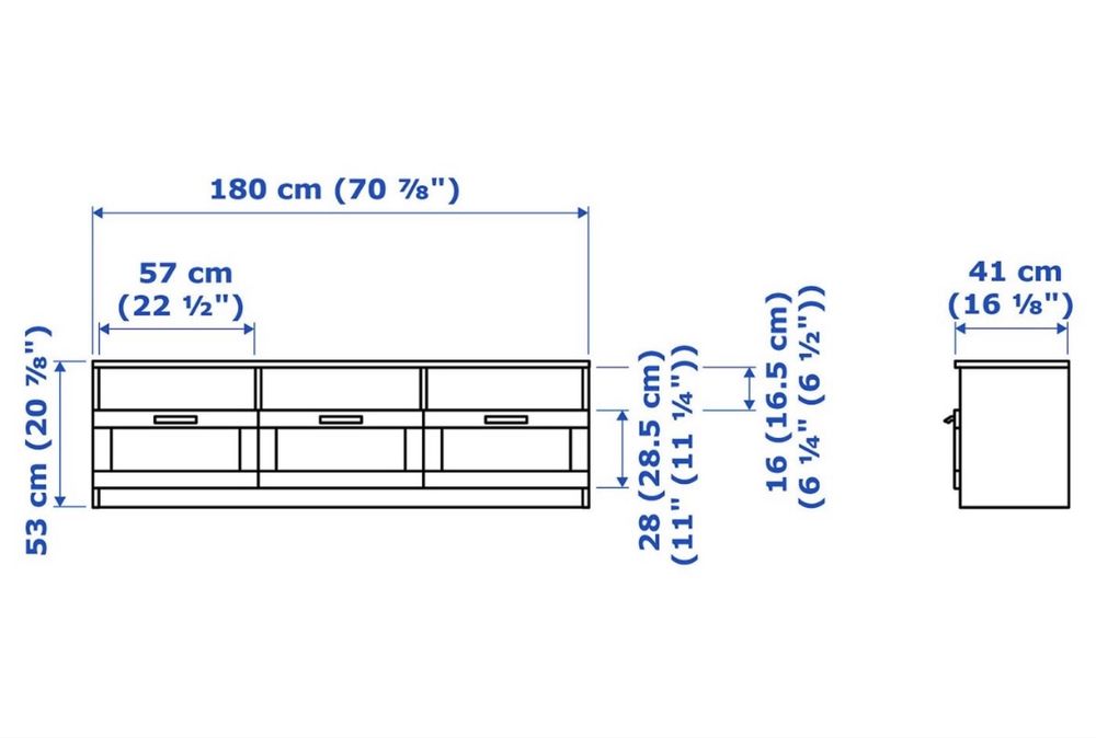 Móvel TV IKEA BRIMNES preto - 3 gavetas