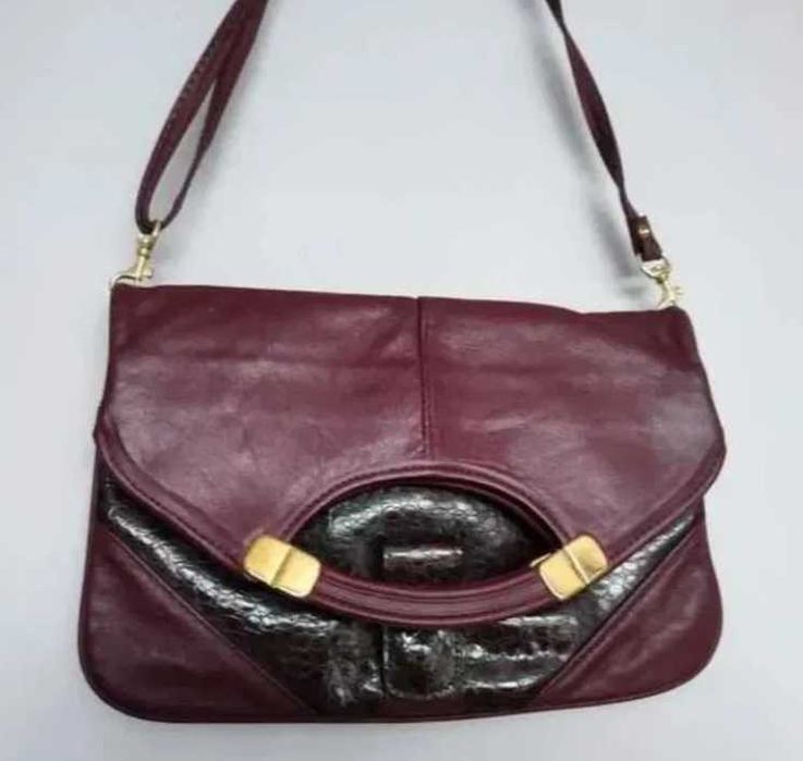 Torebka skóra węża bordowa