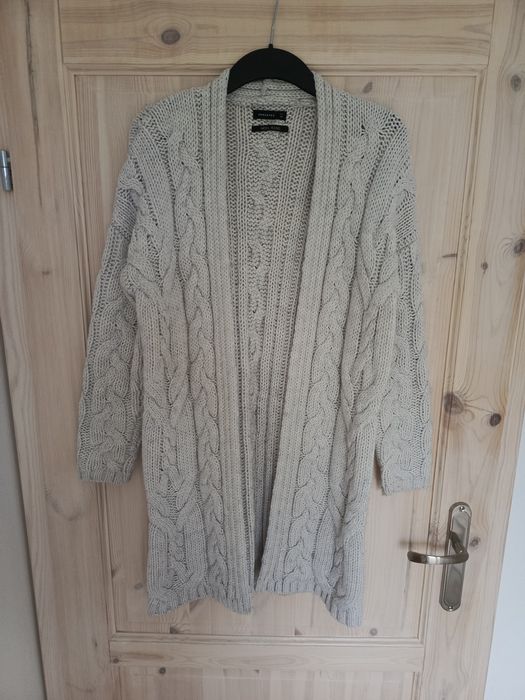Szary wełniany sweter sweterek kardigan narzutka wool  Reserved 38 M
