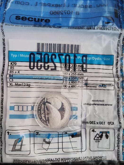 Moneta srebrna 20 zł Borsuk NBP Ag.925