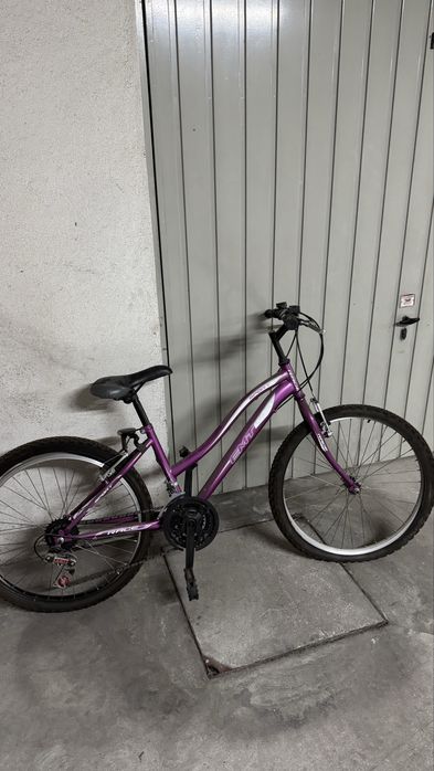 Bicicleta EMT roxa e preta