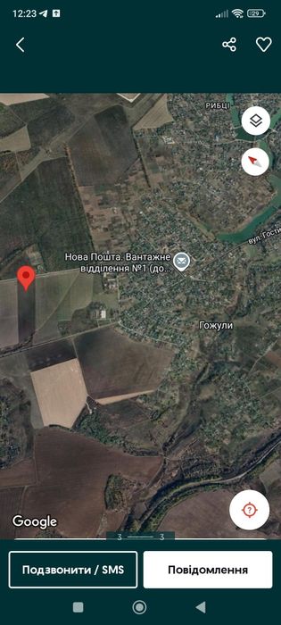 Земельна ділянка 2,79 га біля Полтави Гожули вздовж дороги с.г. земля