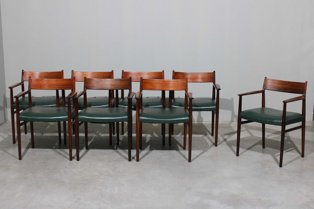 Conjunto de 8 cadeirões Arne Vodder em pau santo