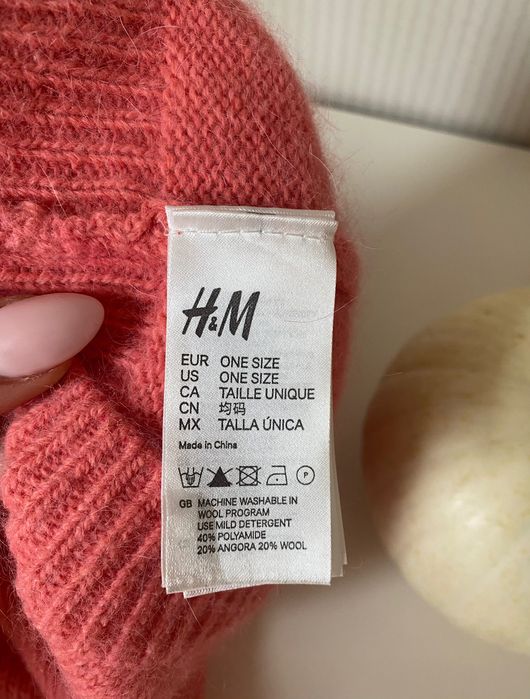 Pomarańczowy koralowy damski komin szal Angora Wełna Wool