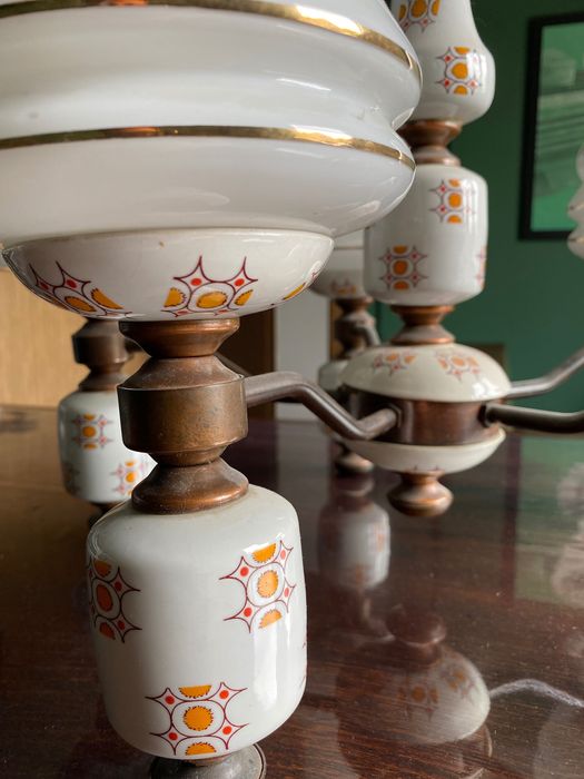 Ceramiczny żyrandol Polam - Wrocław PRL vintage lampa