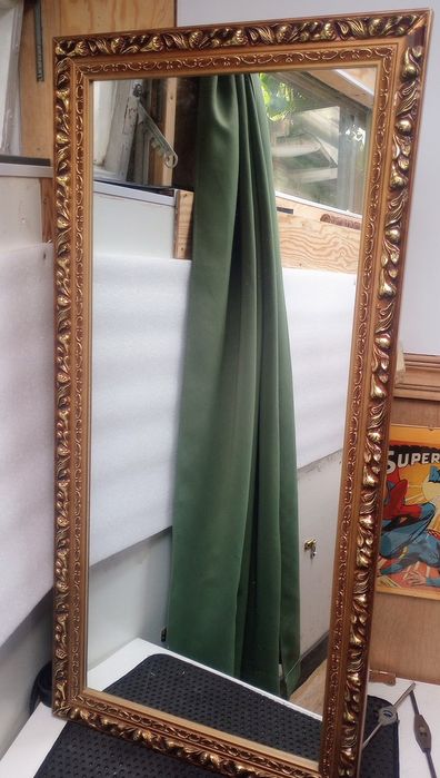 Stylowe Lustro w Złotej Ramie 100x47 cm | Drewno + Gips | Stan Idealny